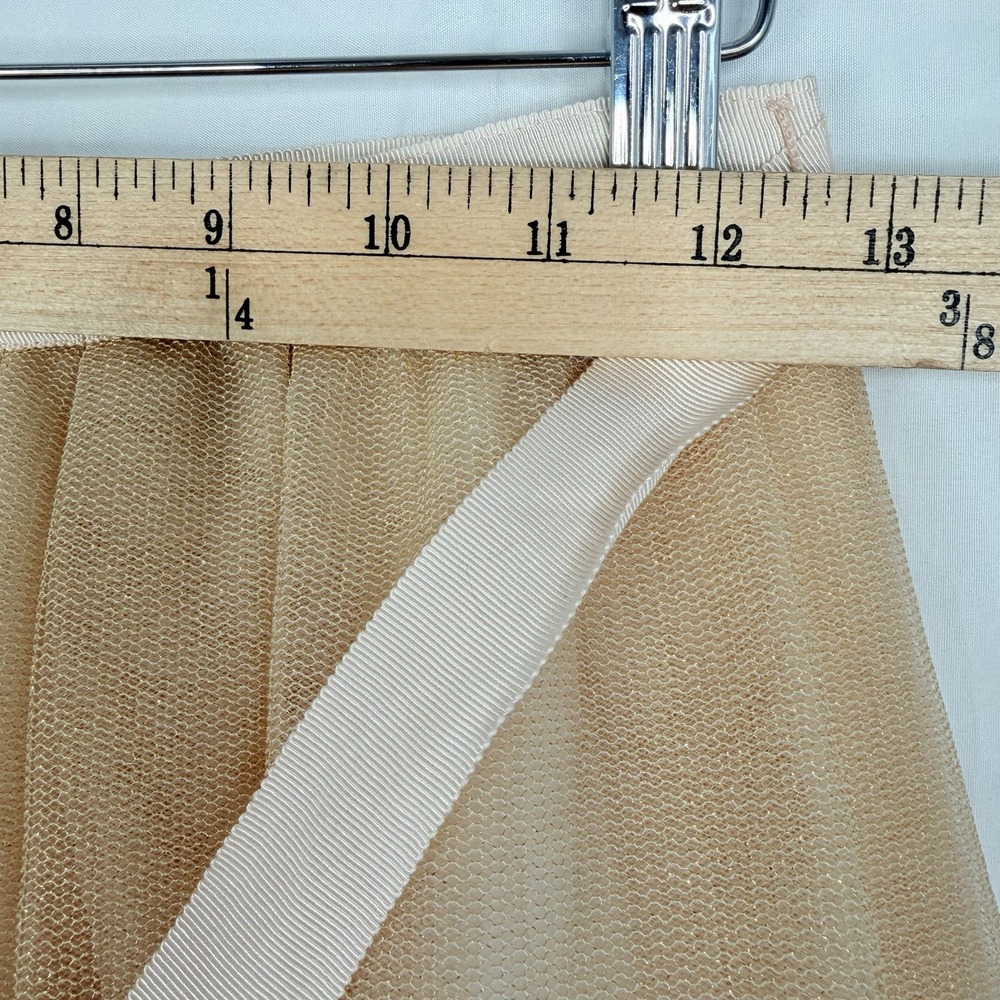 J.Crew Tulle Ball Skirt in Pale Buff Gold Pleated Ribbon Belt A-line Maxi Sz-00 - Picture 9 of 16